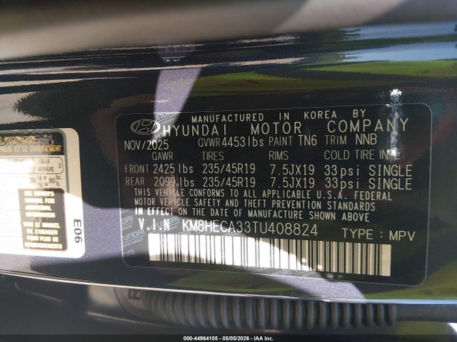 44964105 :رقم المزاد ، KM8HECA33TU408824 vin ، 2026 Hyundai Kona Limited مزاد بيع