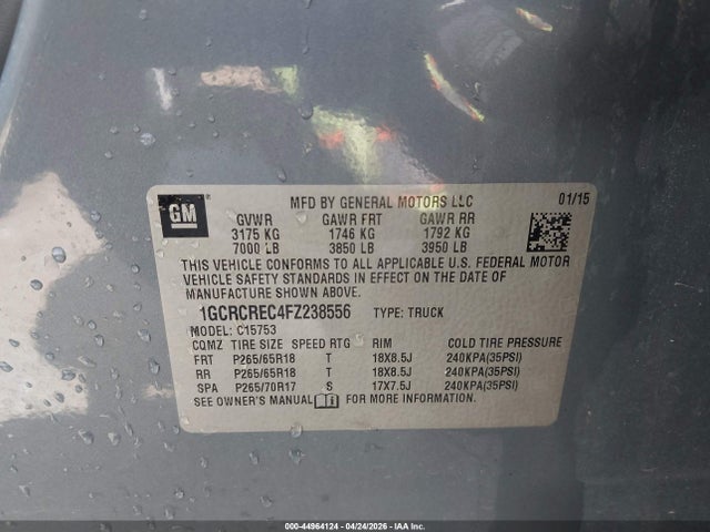 1GCRCREC4FZ238556 Chevrolet Silverado 1500 1lt