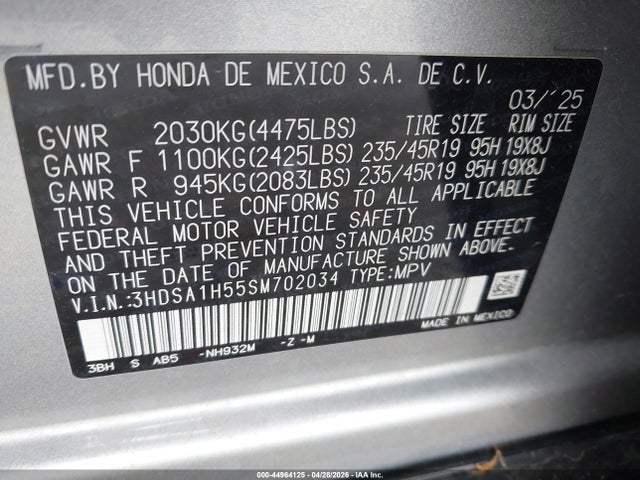 Продажа на аукционе авто 2025 Acura Adx A-spec, vin: 3HDSA1H55SM702034, номер лота: 44964125