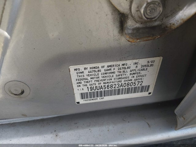 2003 Acura Tl 3.2 Type S მანქანა იყიდება აუქციონზე, vin: 19UUA56823A080572, აუქციონის ნომერი: 44964133