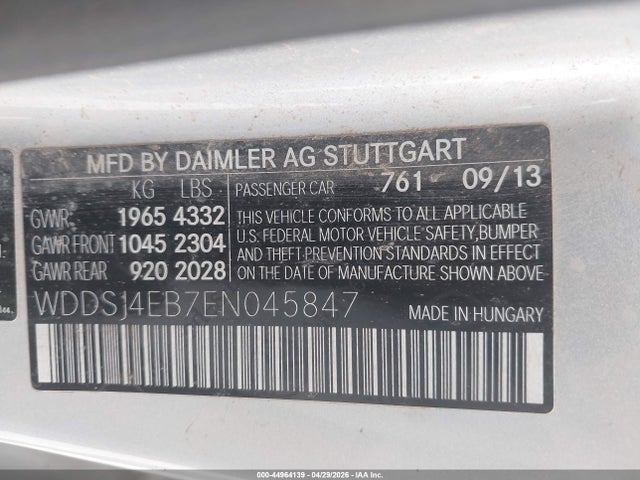 Aukcja sprzedaży 2014 Mercedes-benz Cla 250, vin: WDDSJ4EB7EN045847, numer aukcji: 44964139