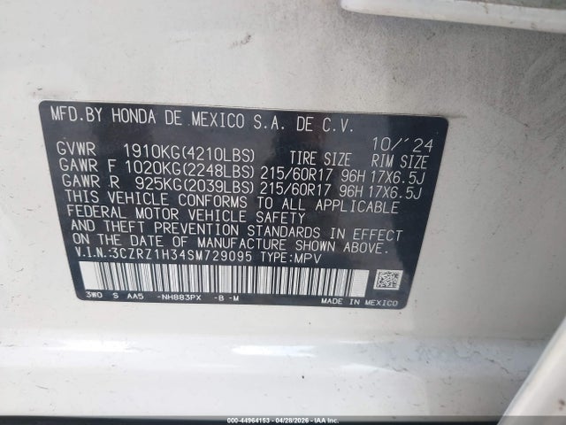 3CZRZ1H34SM729095 Honda Hr-v 2wd Lx