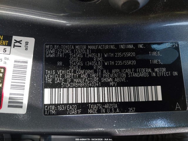 Toyota Highlander Xse 2024 5TDKDRBH8RS540341 Image 9