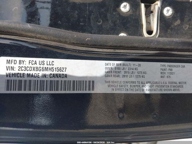 Продажа на аукционе авто 2021 Dodge Charger Sxt Rwd, vin: 2C3CDXBG6MH515627, номер лота: 44964186