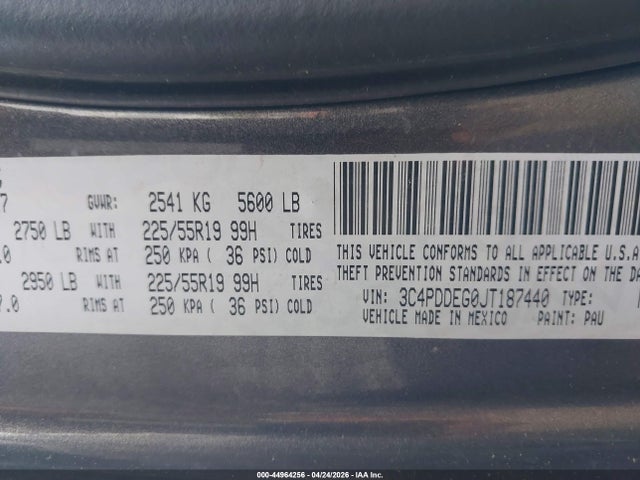 44964256 :رقم المزاد ، 3C4PDDEG0JT187440 vin ، 2018 Dodge Journey Gt Awd مزاد بيع
