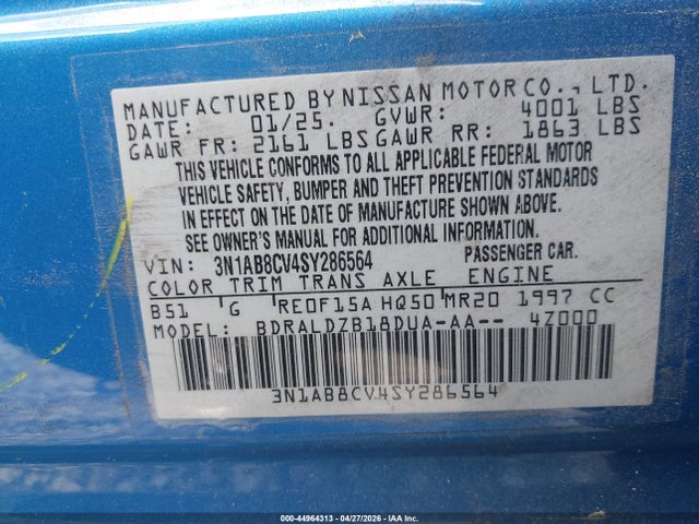 44964313 :رقم المزاد ، 3N1AB8CV4SY286564 vin ، 2025 Nissan Sentra Sv مزاد بيع