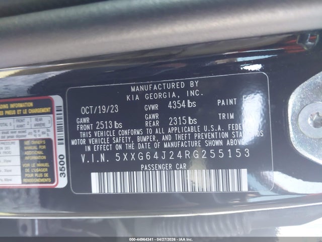 Продаж на аукціоні авто 2024 Kia K5 Gt-line, vin: 5XXG64J24RG255153, номер лоту: 44964341