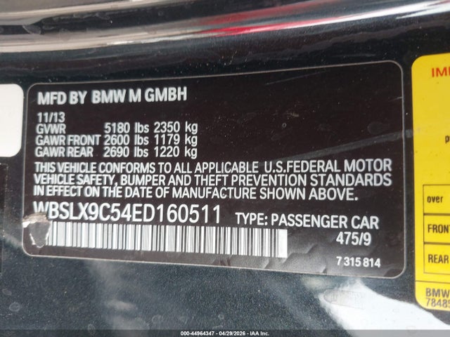 BMW M6 2014 WBSLX9C54ED160511 Image 9