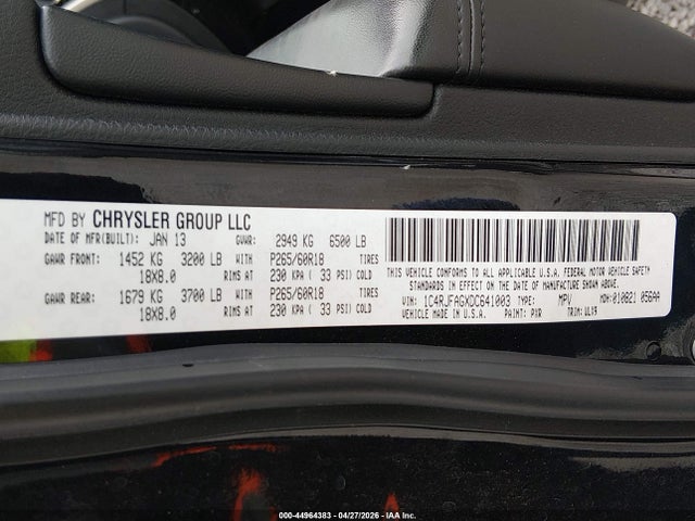 Продажа на аукционе авто 2013 Jeep Grand Cherokee Laredo, vin: 1C4RJFAGXDC641003, номер лота: 44964383