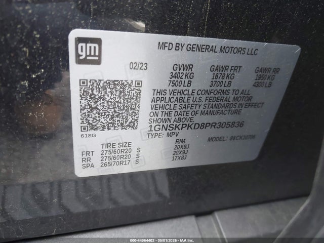 1GNSKPKD8PR305836 Chevrolet Tahoe 4wd Z71