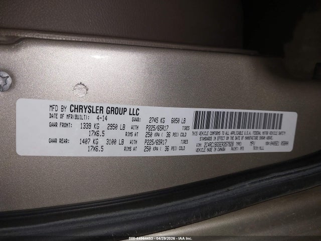 Продаж на аукціоні авто 2014 Chrysler Town & Country Touring, vin: 2C4RC1BG5ER357928, номер лоту: 44964453