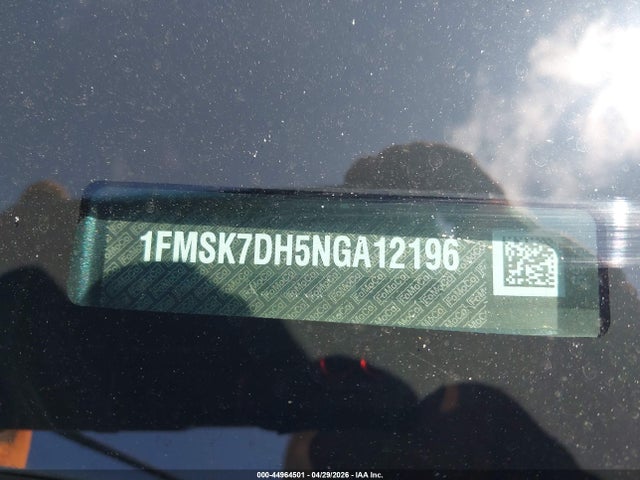 2022 Ford Explorer Xlt მანქანა იყიდება აუქციონზე, vin: 1FMSK7DH5NGA12196, აუქციონის ნომერი: 44964501