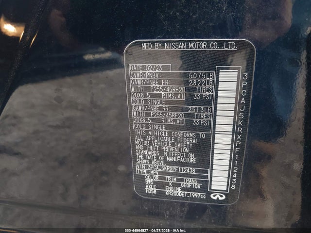 Продаж на аукціоні авто 2023 Infiniti Qx55 Essential Awd, vin: 3PCAJ5KRXPF112438, номер лоту: 44964527