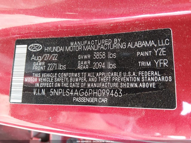 Продаж на аукціоні авто 2023 Hyundai Elantra Sel, vin: 5NPLS4AG6PH099463, номер лоту: 44964533
