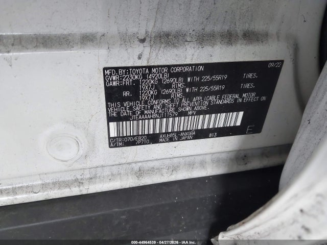 JTEAAAAH8NJ111579 Toyota Venza Xle