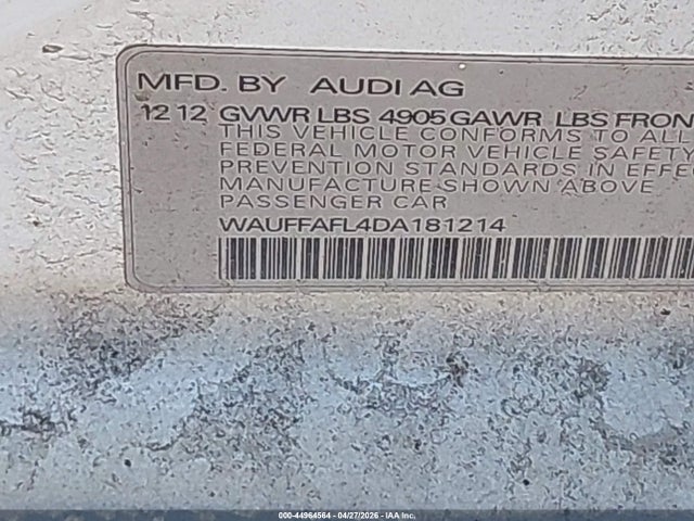 Продажа на аукционе авто 2013 Audi A4 2.0t Premium, vin: WAUFFAFL4DA181214, номер лота: 44964564