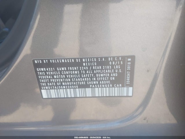 3VWD17AJ3GM220946 Volkswagen Jetta 1.8t Sport