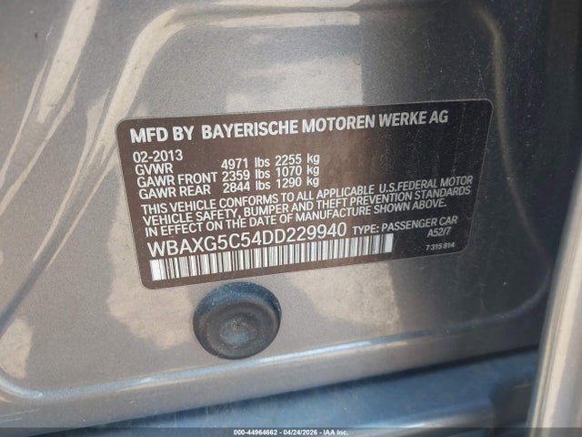 44964662 :رقم المزاد ، WBAXG5C54DD229940 vin ، 2013 Bmw 528i مزاد بيع