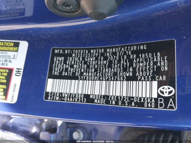 Toyota Corolla S Plus 2016 5YFBURHE4GP547662 Image 9