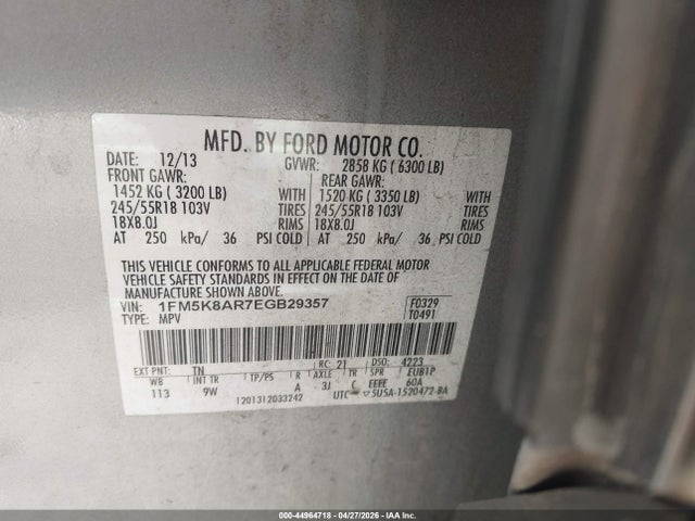 Продаж на аукціоні авто 2014 Ford Utility Police Interceptor, vin: 1FM5K8AR7EGB29357, номер лоту: 44964718