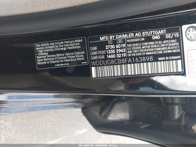 Aukcja sprzedaży 2015 Mercedes-benz S 550, vin: WDDUG8CB8FA163898, numer aukcji: 44964740