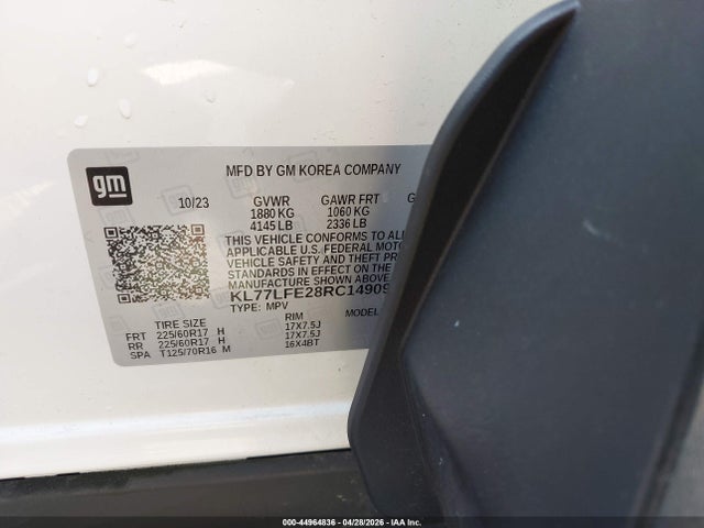 Aukcja sprzedaży 2024 Chevrolet Trax Fwd Sp, vin: KL77LFE28RC149090, numer aukcji: 44964836