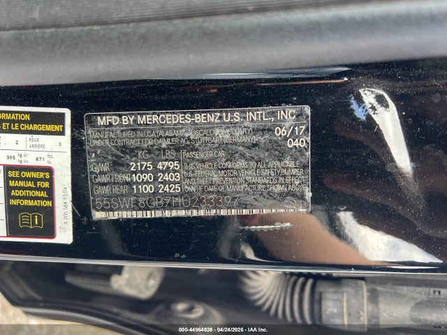 Продажа на аукционе авто 2017 Mercedes-benz Amg C 63, vin: 55SWF8GB7HU233397, номер лота: 44964838