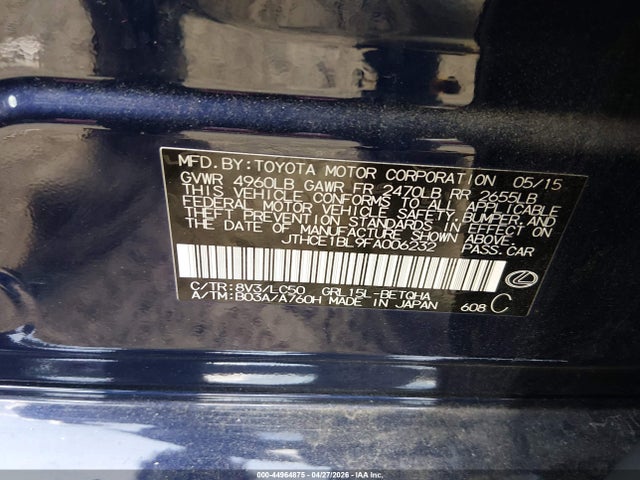 44964875 :رقم المزاد ، JTHCE1BL9FA006232 vin ، 2015 Lexus Gs 350 مزاد بيع