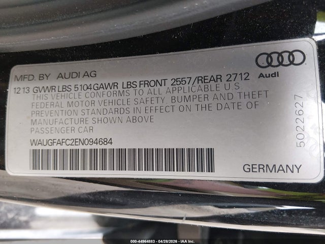 44964883 :رقم المزاد ، WAUGFAFC2EN094684 vin ، 2014 Audi A6 2.0t Premium مزاد بيع