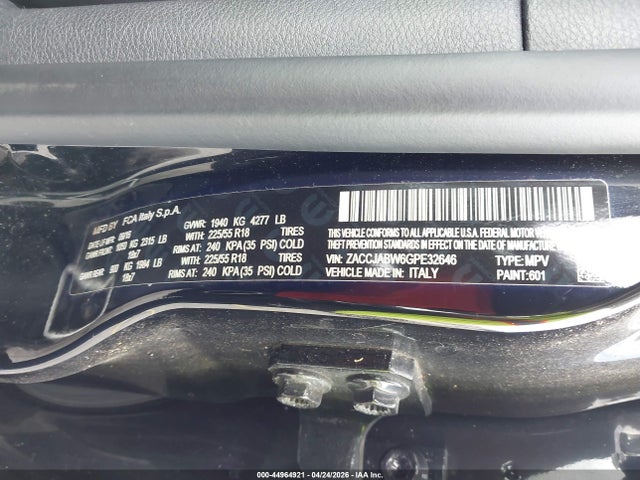 Aukcja sprzedaży 2016 Jeep Renegade 75th Anniversary, vin: ZACCJABW6GPE32646, numer aukcji: 44964921