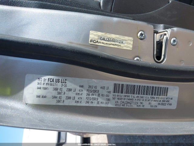 44964939 :رقم المزاد ، 1C4NJCBA4GD711214 vin ، 2016 Jeep Compass Sport Se مزاد بيع