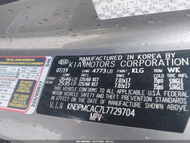 Продажа на аукционе авто 2020 Kia Sportage Lx, vin: KNDPMCAC7L7729704, номер лота: 44964993