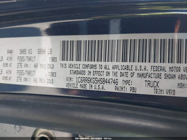 Продажа на аукционе авто 2017 Ram 1500 Tradesman  4x2 5'7 Box, vin: 1C6RR6KG5HS844746, номер лота: 44965007