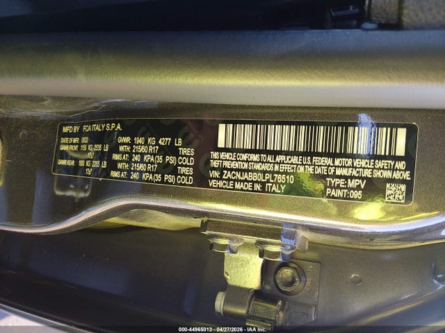 Aukcja sprzedaży 2020 Jeep Renegade Altitude Fwd, vin: ZACNJABB0LPL76510, numer aukcji: 44965013