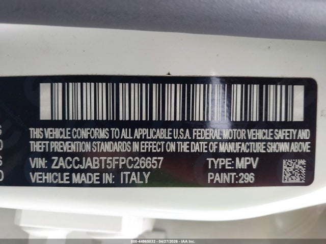 Продажа на аукционе авто 2015 Jeep Renegade Latitude, vin: ZACCJABT5FPC26657, номер лота: 44965032
