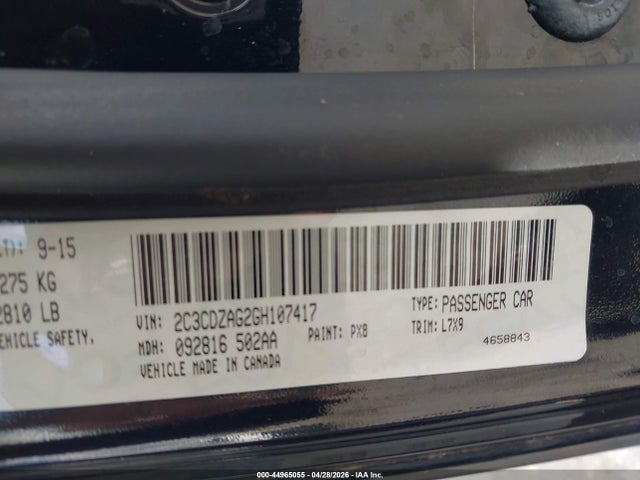 Продажа на аукционе авто 2016 Dodge Challenger Sxt, vin: 2C3CDZAG2GH107417, номер лота: 44965055