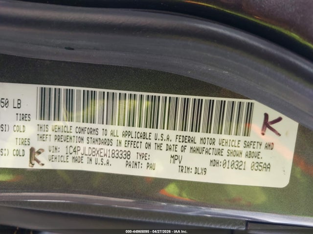 2014 Jeep Cherokee Limited მანქანა იყიდება აუქციონზე, vin: 1C4PJLDBXEW183338, აუქციონის ნომერი: 44965095