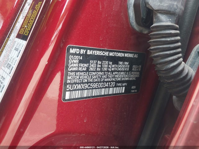 Продаж на аукціоні авто 2014 Bmw X3 Xdrive28i, vin: 5UXWX9C59E0D34120, номер лоту: 44965121