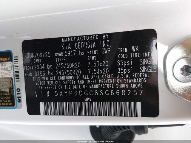 5XYP6DGC8SG668257 KIA Telluride S