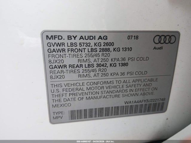 WA1A4AFY3J2221748 Audi Sq5 3.0t Premium Plus