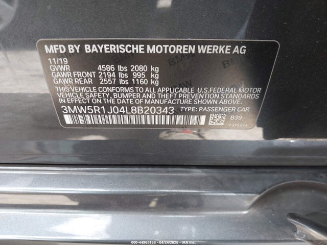3MW5R1J04L8B20343 BMW 330I