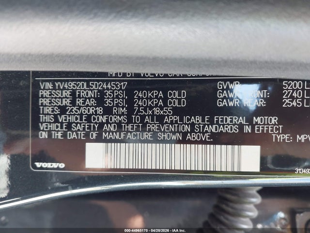 Продажа на аукционе авто 2013 Volvo Xc60 3.2 Platinum, vin: YV4952DL5D2445317, номер лота: 44965170