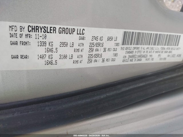 2010 Chrysler Town & Country Touring მანქანა იყიდება აუქციონზე, vin: 2A4RR5D1XAR500620, აუქციონის ნომერი: 44965220
