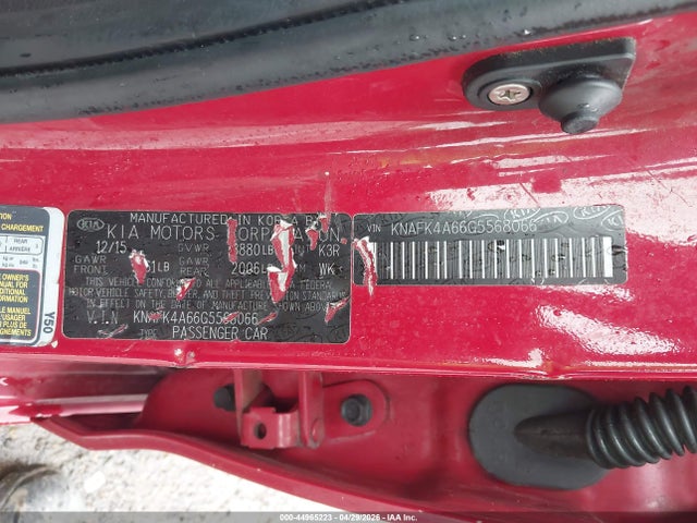 44965223 :رقم المزاد ، KNAFK4A66G5568066 vin ، 2016 Kia Forte Lx مزاد بيع