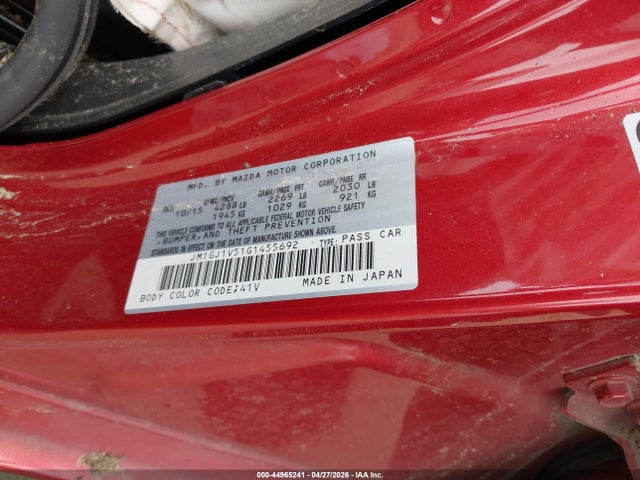 44965241 :رقم المزاد ، JM1GJ1V51G1455692 vin ، 2016 Mazda Mazda6 I Touring مزاد بيع