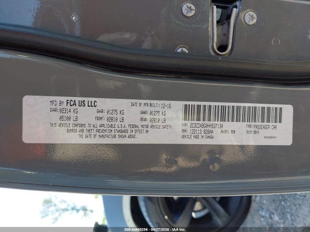 44965256 :رقم المزاد ، 2C3CDXBG0HH537130 vin ، 2017 Dodge Charger Se Rwd مزاد بيع
