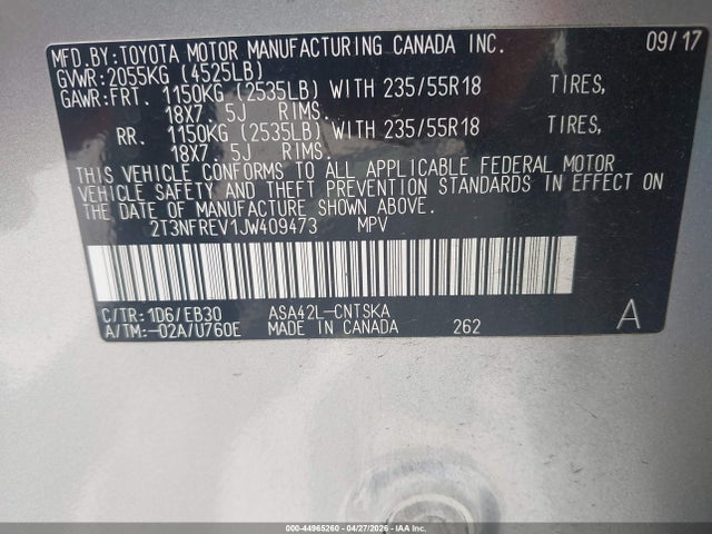 Toyota RAV4 SE 2018 2T3NFREV1JW409473 Image 9