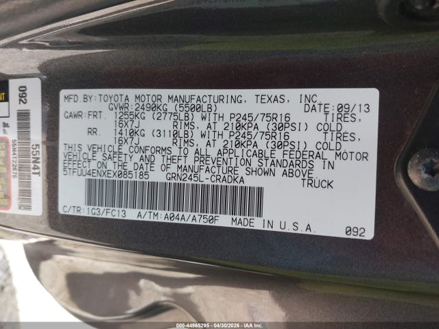 Продаж на аукціоні авто 2014 Toyota Tacoma Base V6, vin: 5TFUU4ENXEX085185, номер лоту: 44965295