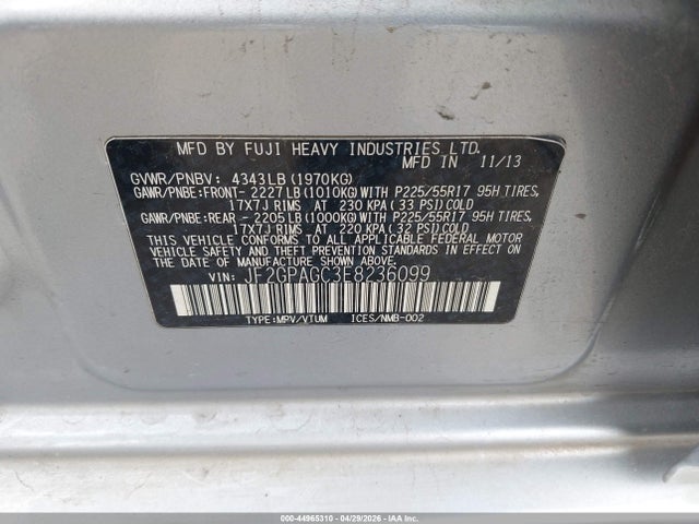 2014 Subaru Xv Crosstrek 2.0i Limited მანქანა იყიდება აუქციონზე, vin: JF2GPAGC3E8236099, აუქციონის ნომერი: 44965310