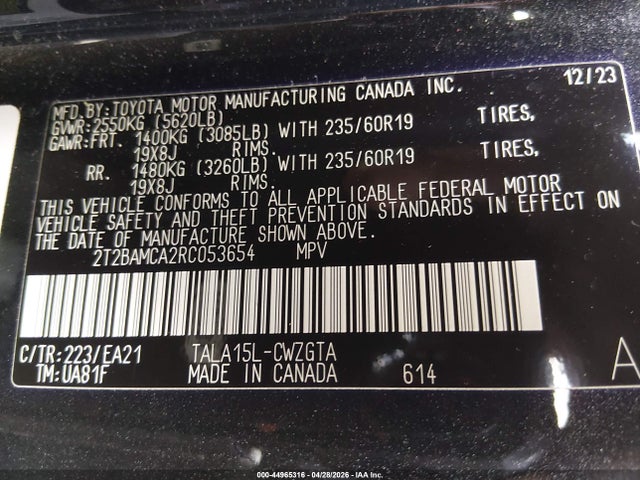 44965316 :رقم المزاد ، 2T2BAMCA2RC053654 vin ، 2024 Lexus Rx 350 Premium مزاد بيع